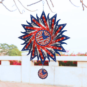 12in 3D PATRIOTIC Metal Wind SPINNER Spiral Garden Decor Patio Yard Art