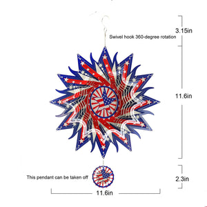 12in 3D PATRIOTIC Metal Wind SPINNER Spiral Garden Decor Patio Yard Art