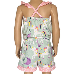 Little & Big Girls Jumpsuit Magical Unicorn Rainbows Spring Romper