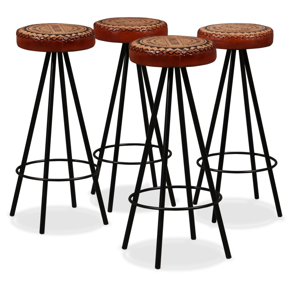 vidaXL Bar Stool Bar Seat Counter Height Island Stool for Pub Real Leather-8