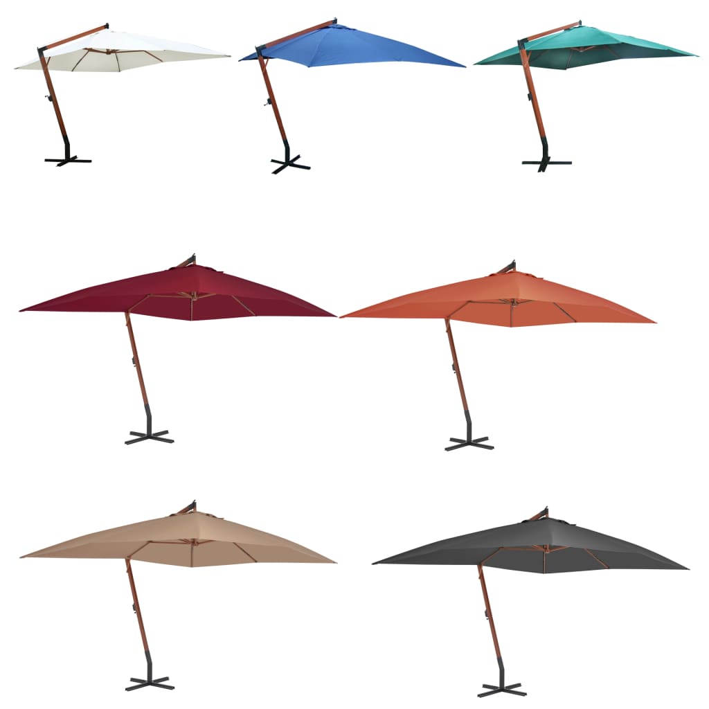 vidaXL Cantilever Umbrella Parasol Garden Outdoor Umbrella with Pully System-15