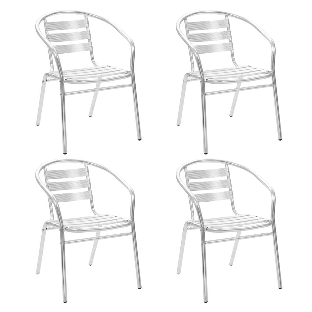 vidaXL Stackable Patio Chairs Outdoor Chair with Triple Slat Back Aluminum-13