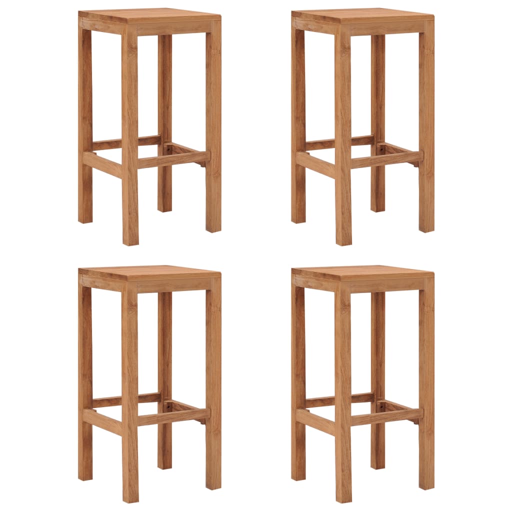 vidaXL Bar Stools Kitchen Breakfast Stool Chair with Footrest Solid Wood Teak-3