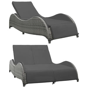 vidaXL Chaise Lounge Chair Rattan Sun Bed with Cushion Poly Rattan Anthracite-4