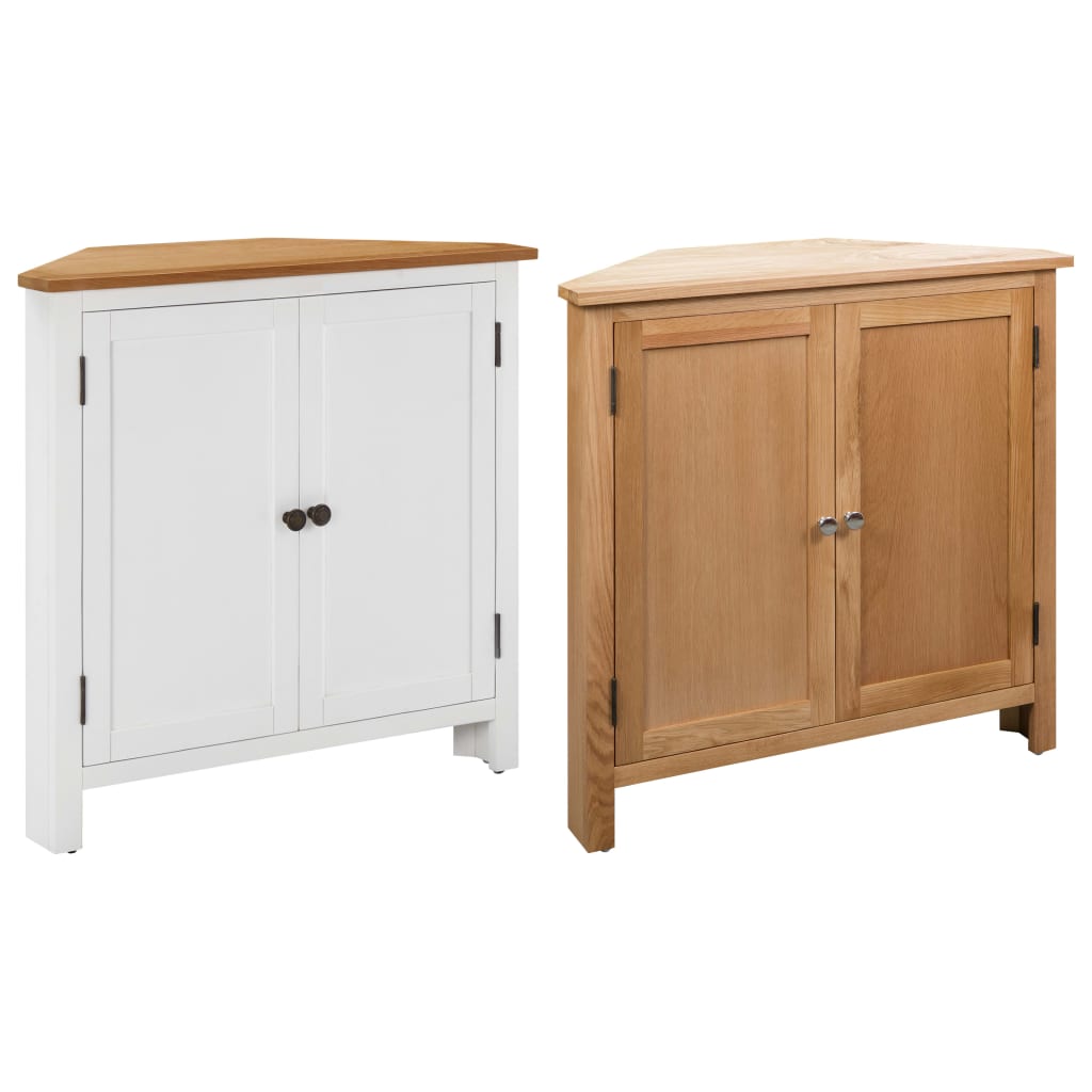 vidaXL Corner Cabinet Bathroom Corner Cabinet with Shelves Solid Wood Oak-0