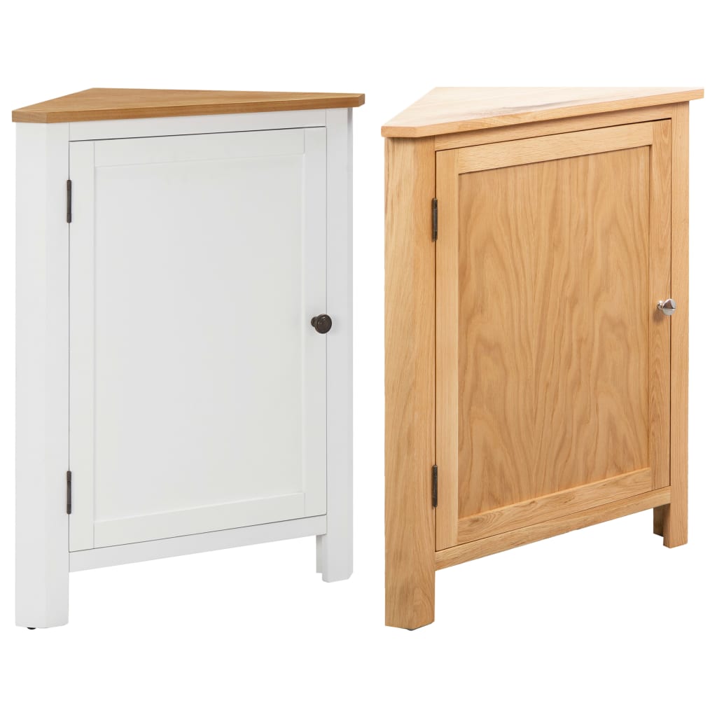 vidaXL Corner Cabinet Bathroom Corner Cabinet with Shelves Solid Wood Oak-0