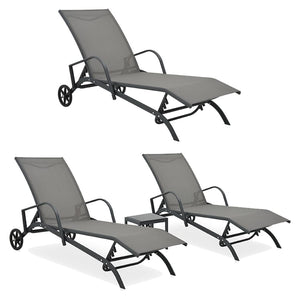 vidaXL 1/2x Sun Lounger Steel and Textilene Patio Garden Lounge Sun Bed Daybed-11