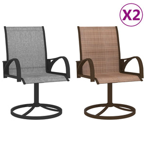 vidaXL 2x Garden Swivel Chairs Textilene and Steel Lounge Seat Gray/Brown-10