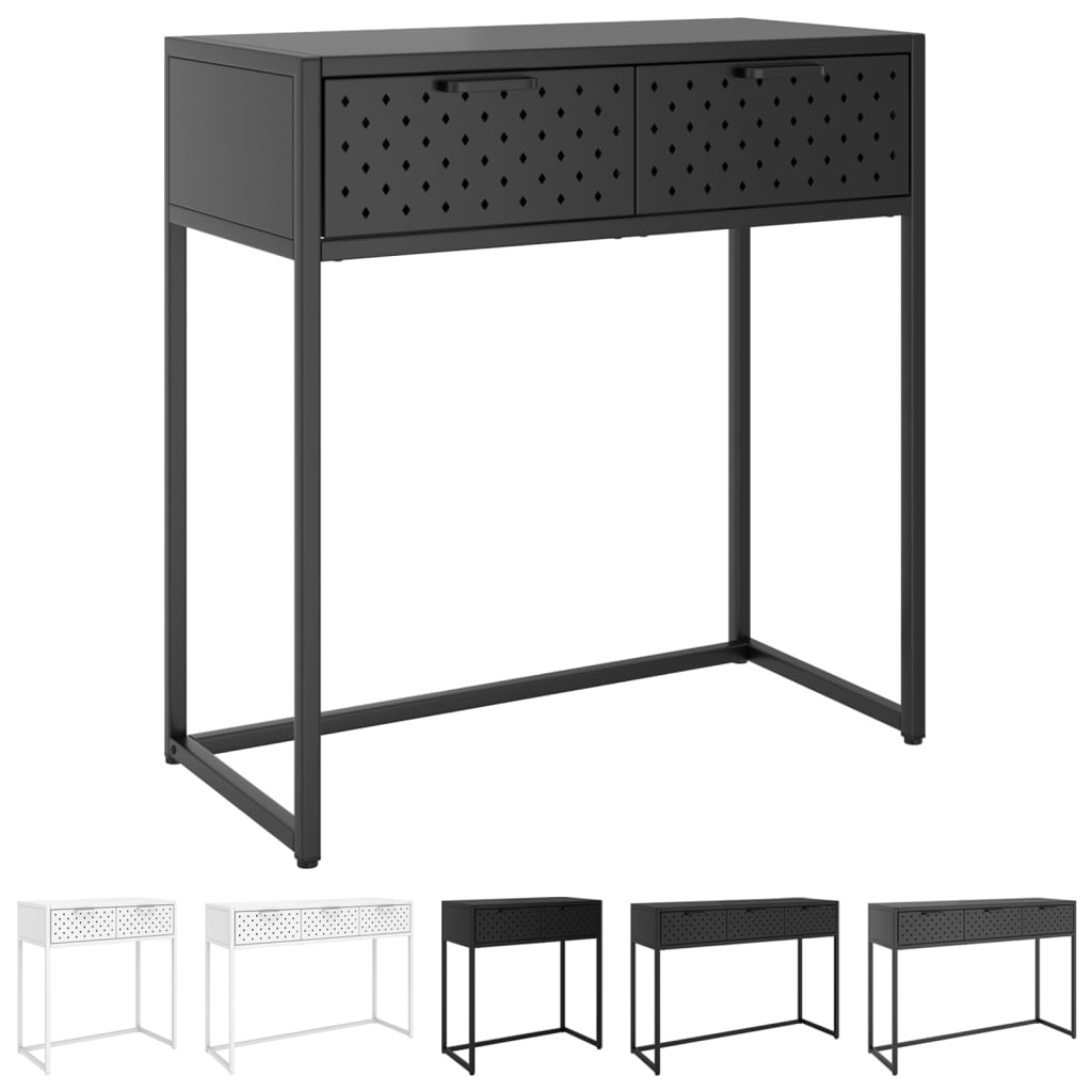 vidaXL Console Table Entryway Table Hall Narrow Side Table with Drawer Steel-18