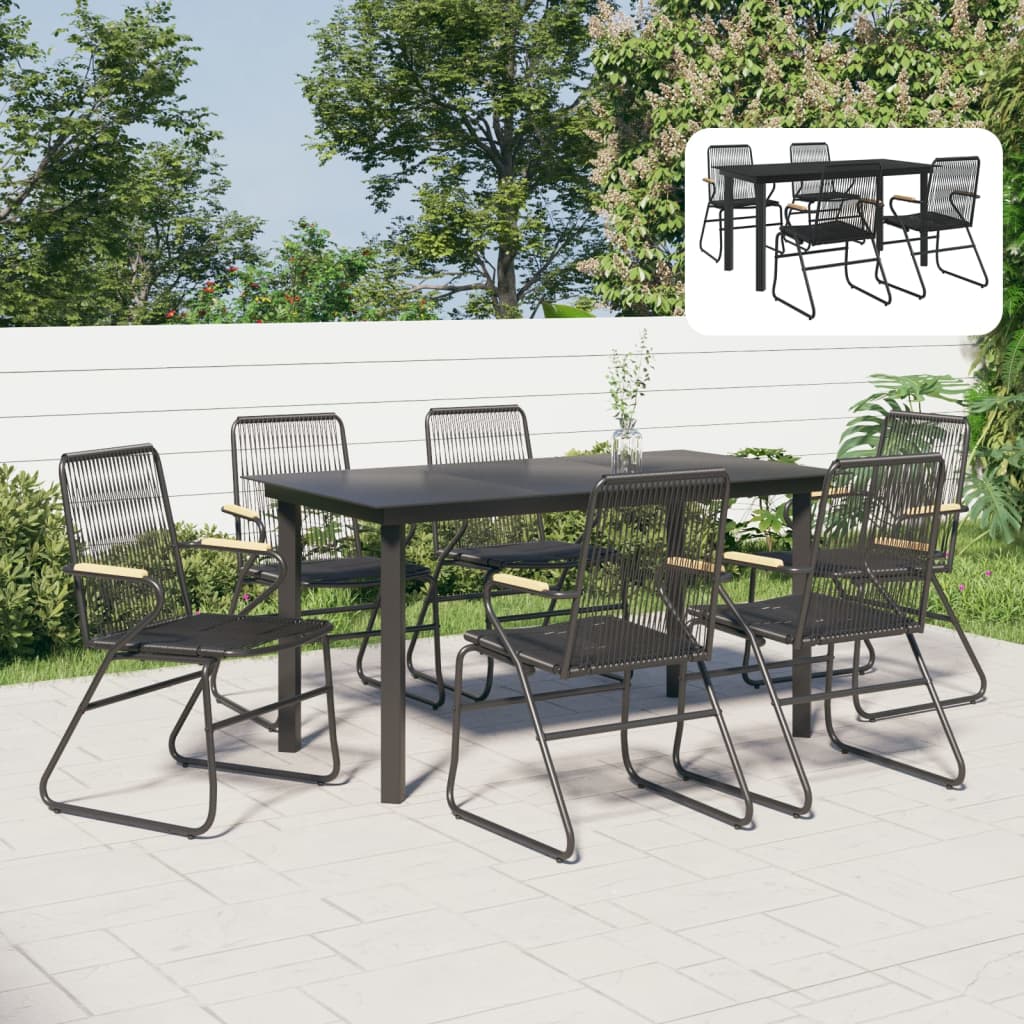 vidaXL 5 Piece Patio Dining Set Black PVC Rattan-2