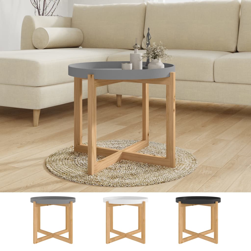 vidaXL Coffee Table Round End Table Sofa Table Engineered Wood Solid Wood Pine-13