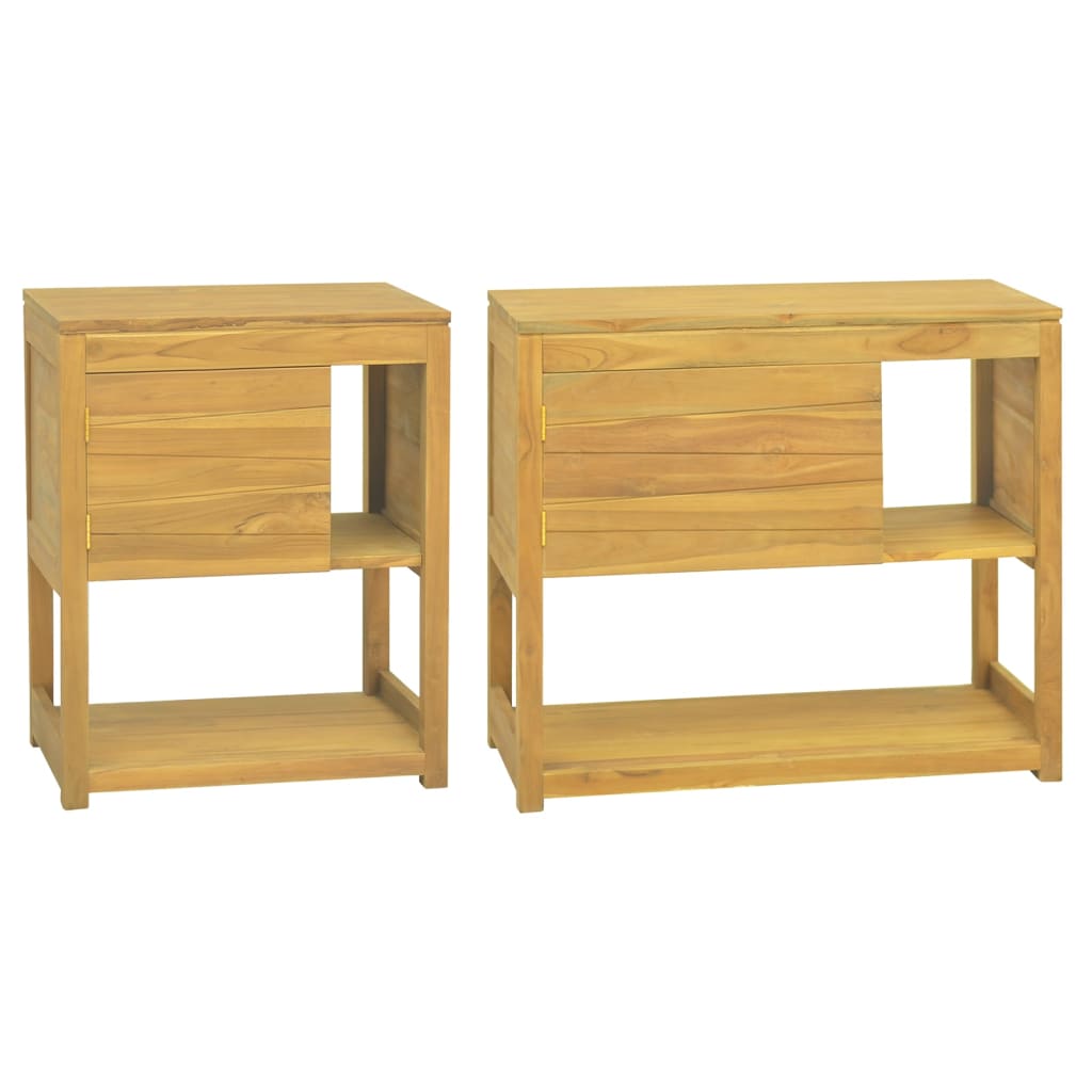 vidaXL Bathroom Cabinet Storage Cabinet Cupboard with Shelves Solid Wood Teak-3