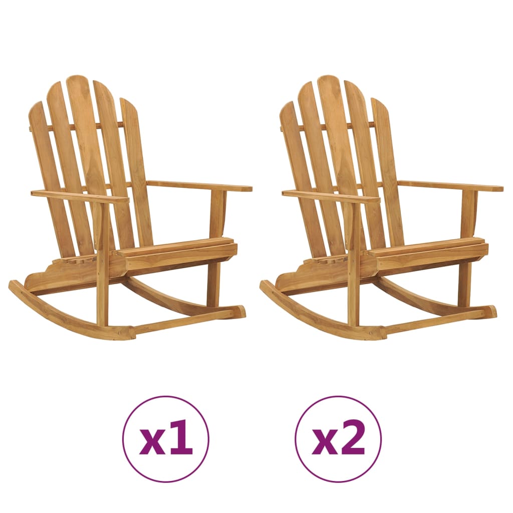 vidaXL Adirondack Rocking Chair Porch Rocker with High Back Solid Wood Teak-2