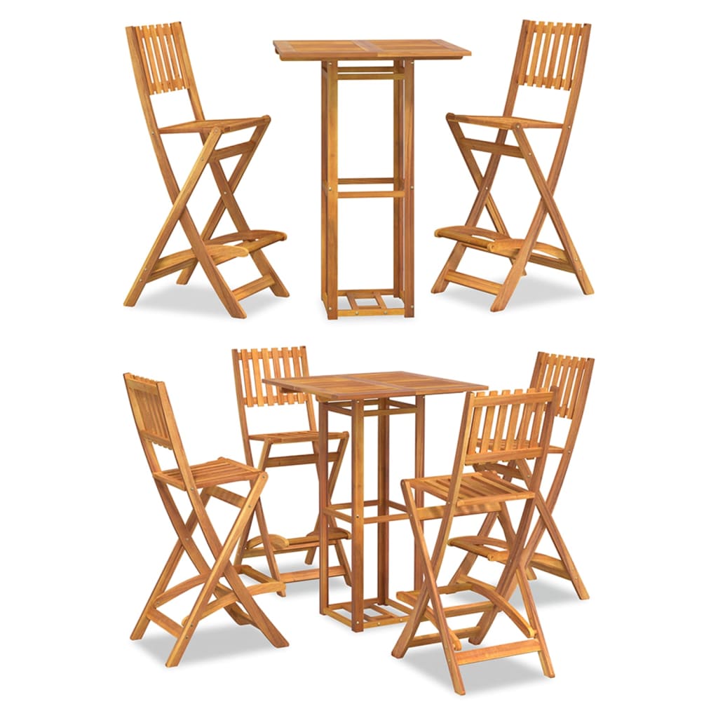 vidaXL Bistro Set Outdoor Patio Bistro Table and Chair Set Solid Wood Acacia-5