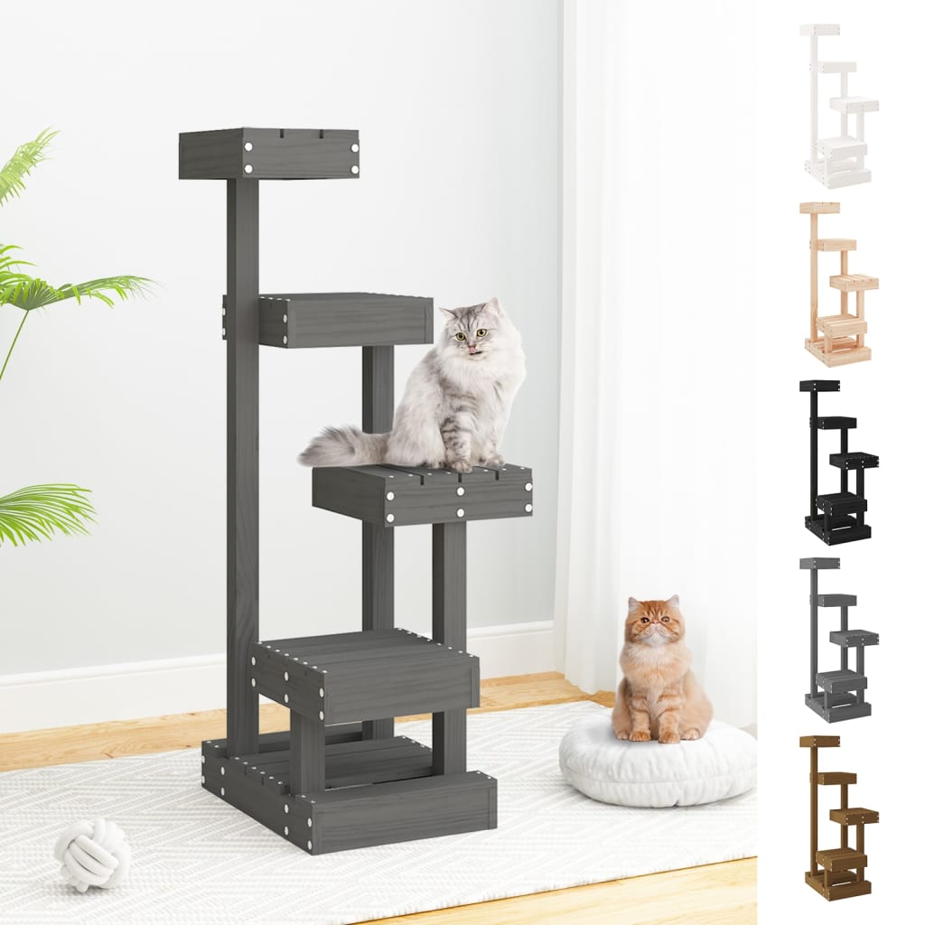 vidaXL Cat Tree Tall Large Activity Center Tower Furniture Solid Wood Pine-2