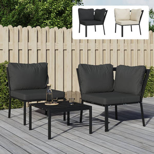 vidaXL Chair Outdoor Patio Accent Metal Frame Armchair with Cushions Steel-8