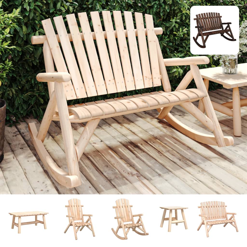 vidaXL 2-Seater Patio Bench 46.9"x33.5"x38.6" Solid Wood Spruce-6