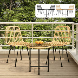 vidaXL Bistro Set Outdoor Patio Balcony Table and Chairs Rattan Look 3 Piece-11