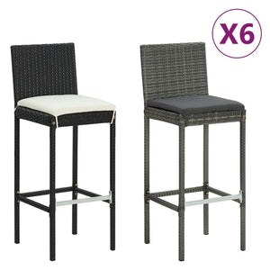 vidaXL Bar Stool 6 Pcs Counter Height Bar Stool with Cushions Poly Rattan-5