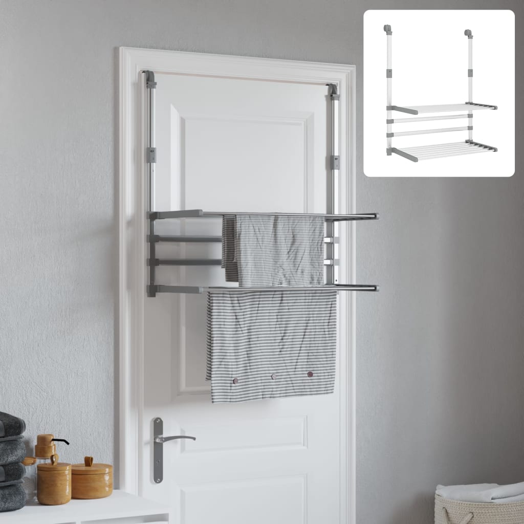 vidaXL Clothes Drying Rack Hanging Laundry Dry Rack Clothes Organizer Aluminum-3