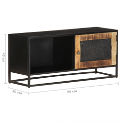 vidaXL TV Stand 35.4"x11.8"x15.7" Rough Mango Wood-5