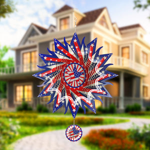 12in 3D PATRIOTIC Metal Wind SPINNER Spiral Garden Decor Patio Yard Art