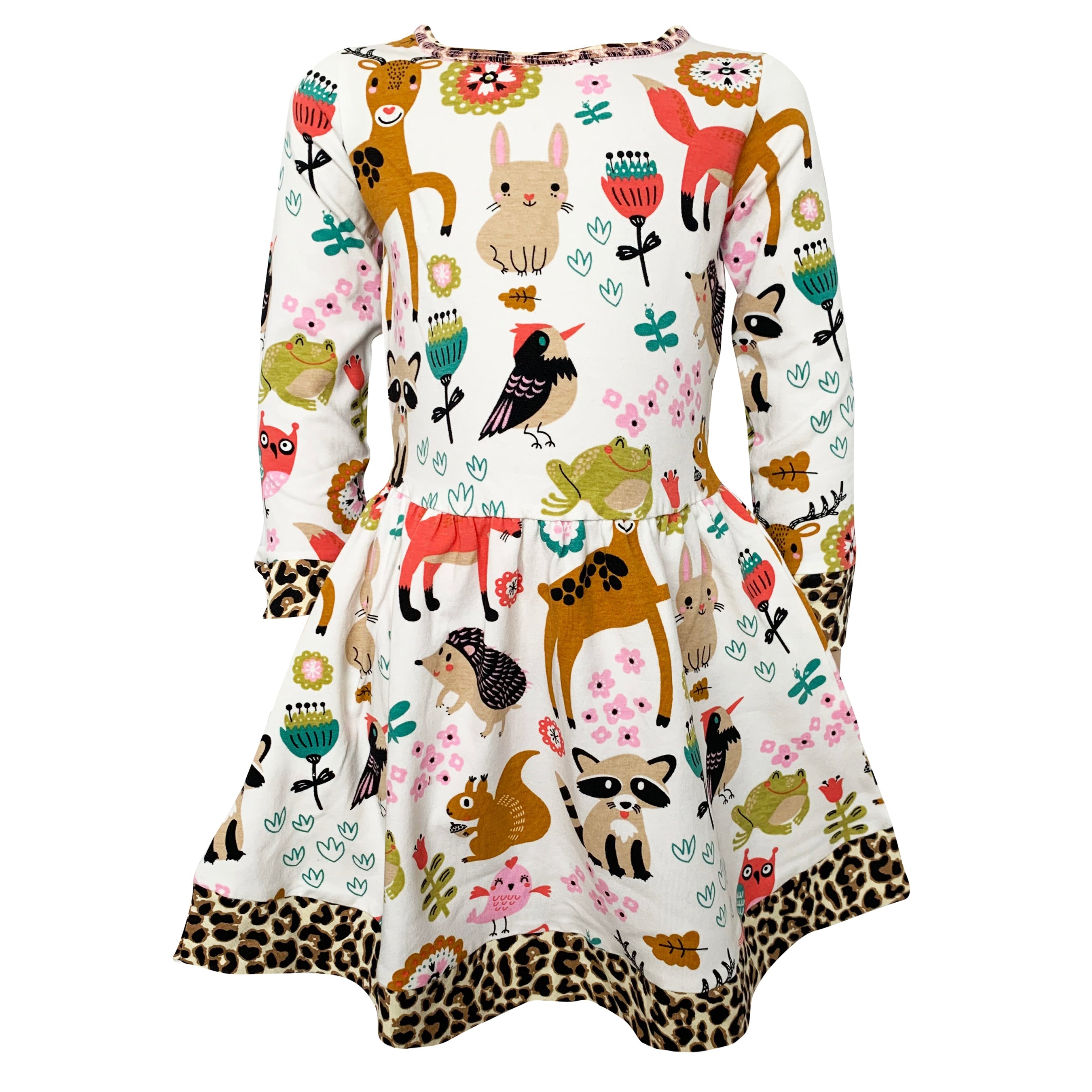 Little & Big Girls Long Sleeve Boutique Forest Friends Fall Dress