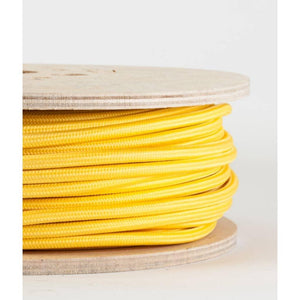 18 Gauge 3 Conductor Round Cloth Covered Wire Braided Light Cord Yellow~1201-5